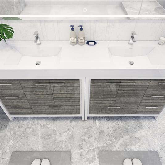 Elegant Ashley Freestanding Bathroom Vanity With Reinforced Double Acrylic Sink, Soft Closing Drawers & Doors