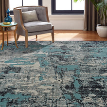 Load image into Gallery viewer, Modena Aqua + Zinc 7 ft. 9 in. x 9 ft. 9 in. Indoor/Outdoor Area Rug
