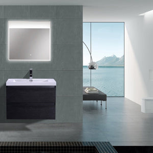 Brooklyn Floating / Wall Mounted Bathroom Vanity - Rich Black With Reinforced Acrylic Sink