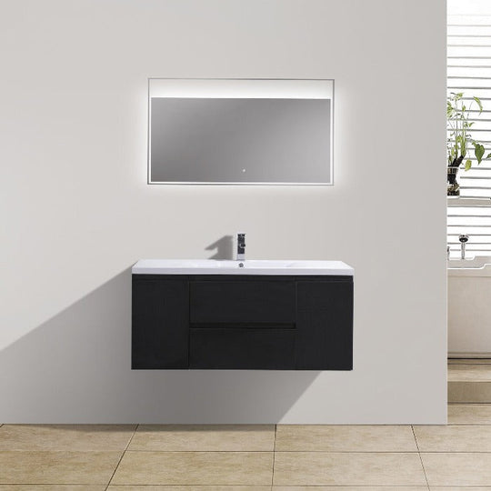 Brooklyn Floating / Wall Mounted Bathroom Vanity - Rich Black With Reinforced Acrylic Sink