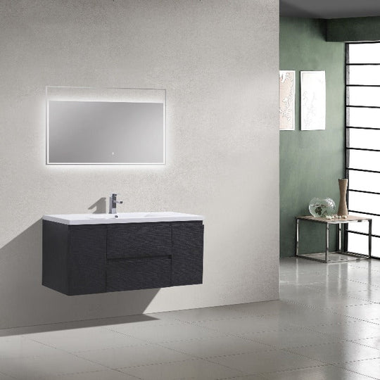 Brooklyn Floating / Wall Mounted Bathroom Vanity - Rich Black With Reinforced Acrylic Sink