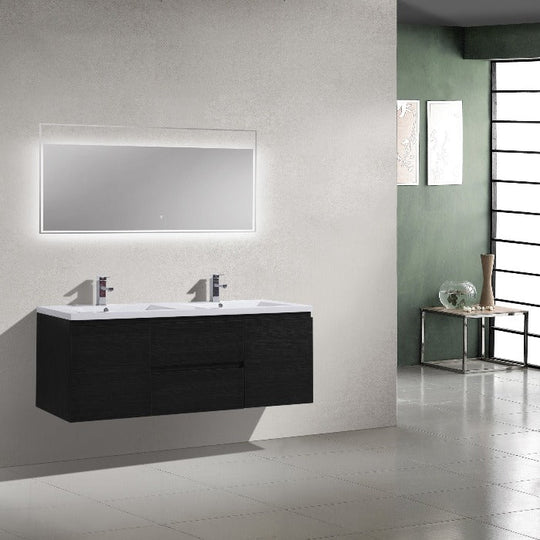 Brooklyn Floating / Wall Mounted Bathroom Vanity - Rich Black With Reinforced Acrylic Sink