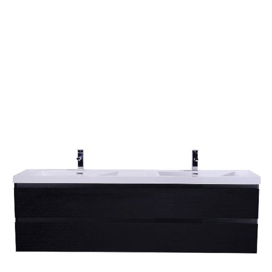 Brooklyn Floating / Wall Mounted Bathroom Vanity - Rich Black With Reinforced Acrylic Sink