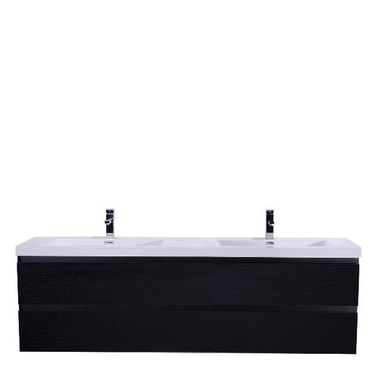 Brooklyn Floating / Wall Mounted Bathroom Vanity - Rich Black With Reinforced Acrylic Sink