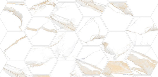 2" X 2" Calacatta Gold Hexagon Polished Mosaics