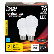 Load image into Gallery viewer, A19 LED Light Bulb, 12.2 Watts, E26, Dimmable, 1100 Lumen, 3000K