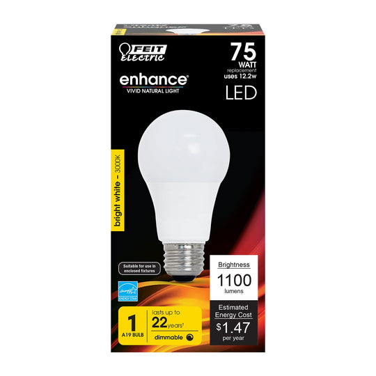 A19 LED Light Bulb, 12.2 Watts, E26, Dimmable, 1100 Lumen, 3000K