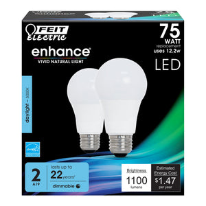 A19 LED Light Bulb, 12.2 Watts, E26, Dimmable, 1100 Lumens, 5000K