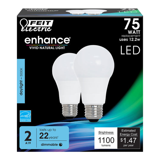 A19 LED Light Bulb, 12.2 Watts, E26, Dimmable, 1100 Lumens, 5000K