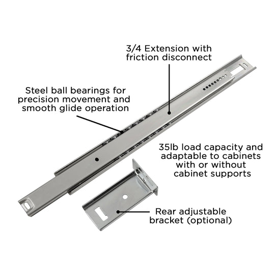 Drawer Slide Center Mount 3/4 Extension 12 Inch - Hickory Hardware