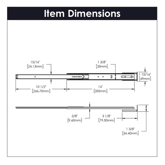 Drawer Slide Center Mount 3/4 Extension 12 Inch - Hickory Hardware