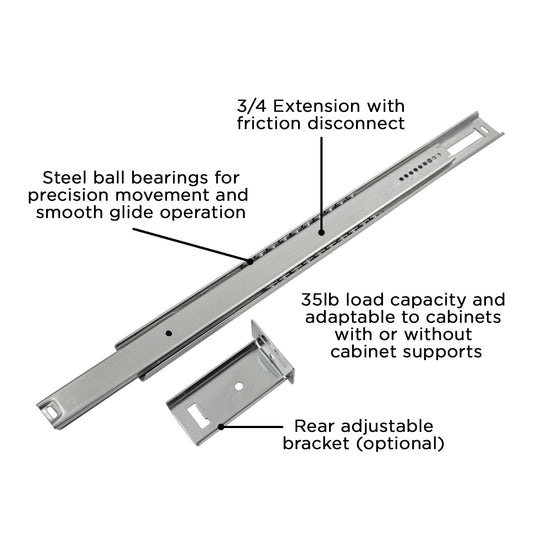 Drawer Slide Center Mount 3/4 Extension 12 Inch - Hickory Hardware