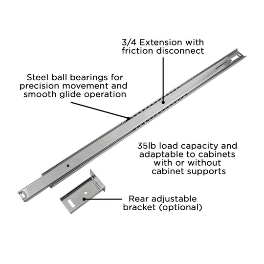 Drawer Slide Center Mount 3/4 Extension 12 Inch - Hickory Hardware