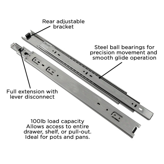 Drawer Slide Side Mount Full Extension 12 Inch (2 Pack) - Hickory Hardware