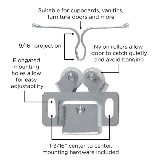 Door Catch 1-3/16 Inch Center to Center Cadmium - Hickory Hardware