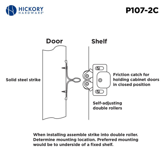 Door Catch 1-3/16 Inch Center to Center Cadmium - Hickory Hardware