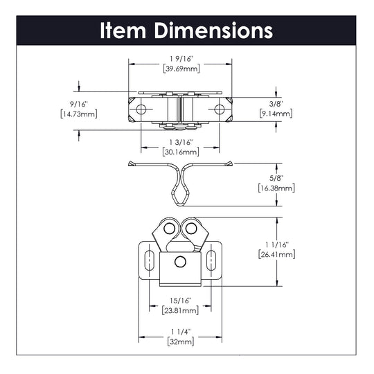 Door Catch 1-3/16 Inch Center to Center Cadmium - Hickory Hardware