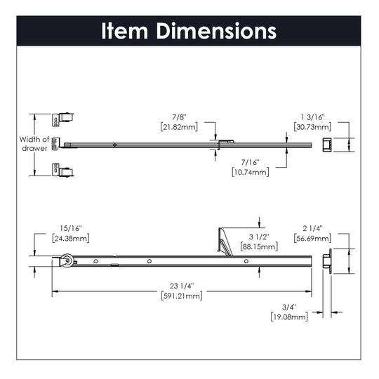 Center Undermount Drawer Slides Mono Rail 3/4 Extension Cadmium - Hickory Hardware