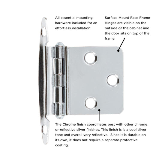 Flush Door Hinges Surface Face Frame Free Swinging (2 Hinges/Per Pack) - Hickory Hardware