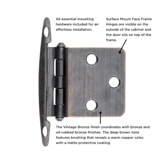 Flush Door Hinges Surface Face Frame Free Swinging (2 Hinges/Per Pack) - Hickory Hardware
