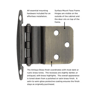Hinge 3/8 Inch Inset Surface Face Frame Free Swinging (2 Hinges/Per Pack) - Hickory Hardware
