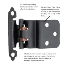 Load image into Gallery viewer, Hinge 3/8 Inch Inset Surface Face Frame Self-Close (2 Hinges/Per Pack) - Hickory Hardware