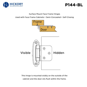 Flush Cabinet Hinges Surface Frame Self-Close (2 Hinges/Per Pack) - Hickory Hardware