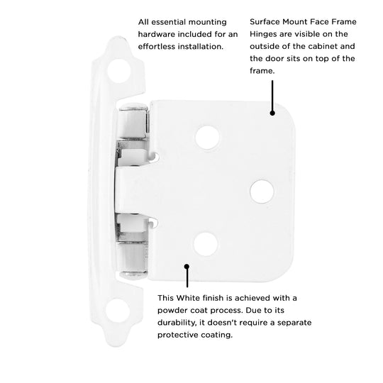 Flush Cabinet Hinges Surface Frame Self-Close (2 Hinges/Per Pack) - Hickory Hardware