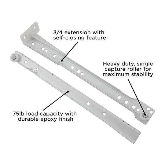 Drawer Slide Bottom Mount 3/4 Extension 12 Inch - Hickory Hardware