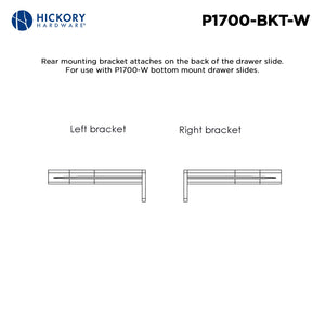 Bracket for Drawer Slide P1700-W / P1750-W (1 Pair) in White - Hickory Hardware