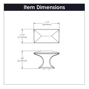 Knob 1-1/4 Inch x 11/16 Inch - Bungalow Collection