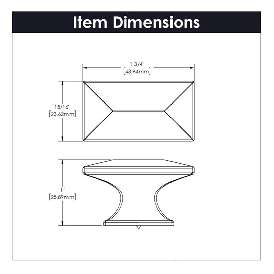 Knob 1-3/4 Inch x 15/16 Inch - Bungalow Collection