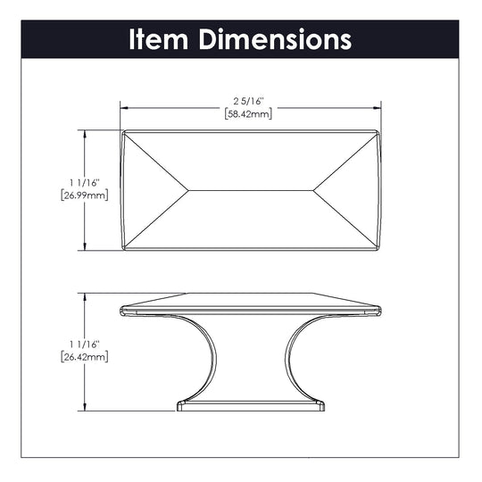 Knob 2-5/16 Inch x 1-1/16 Inch - Bungalow Collection