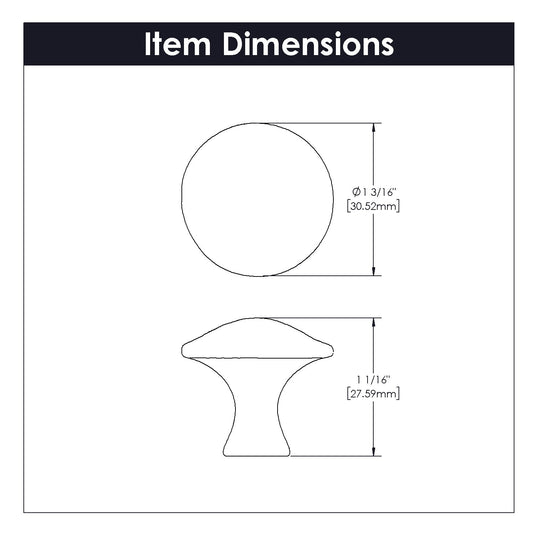 Knob 1-1/4 Inch Diameter - Craftsman Collection