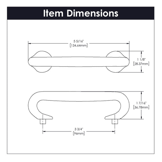 Kitchen Door Handles - 3-3/4 Inch (96mm) Center to Center - Hickory Hardware