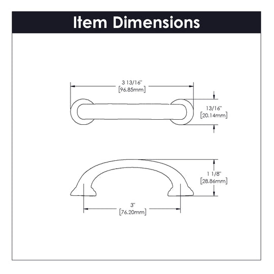 Kitchen Door Handle - 3 Inch Center to Center - Hickory Hardware