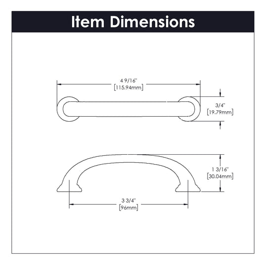 Cabinet Pull - 3-3/4 Inch (96mm) Center to Center - Hickory Hardware