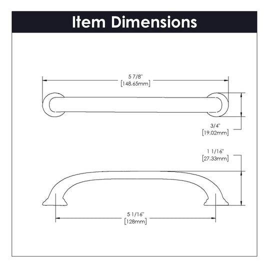 Cabinet Handles - 5-1/16 Inch (128mm) Center to Center - Hickory Hardware