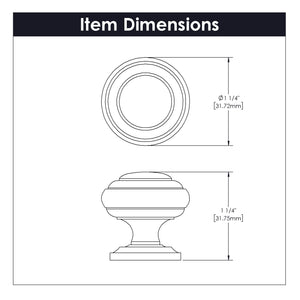 Knob 1-1/4 Inch Diameter - Zephyr Collection