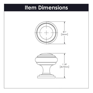 Knob 1 Inch Diameter - Zephyr Collection