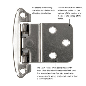 Door Hinges 3/8 Inch Inset Surface Face Frame Self-Close (2 Hinges/Per Pack) - Hickory Hardware -