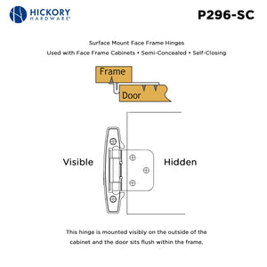 Hinge Flush Surface Face Frame Self-Close (2 Hinges/Per Pack) - Hickory Hardware