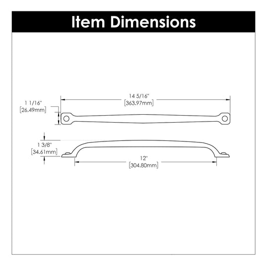 Black Cabinet Pull - 12 Inch Center to Center - Hickory Hardware