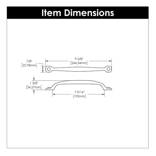 Black Cabinet Pull - 7-9/16 Inch (192mm) Center to Center - Hickory Hardware