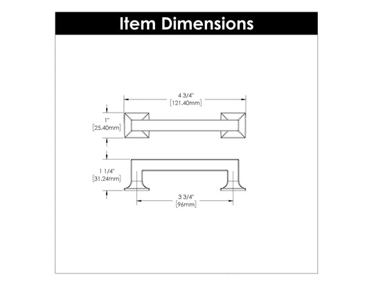 Cabinet Pull 3-3/4 Inch (96mm) Center to Center - Studio Collection