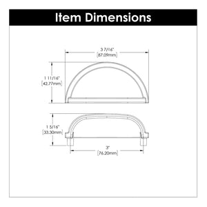 Cup Pulls on Cabinet Doors 3 Inch Center to Center - Hickory Hardware - Williamsburg Collection