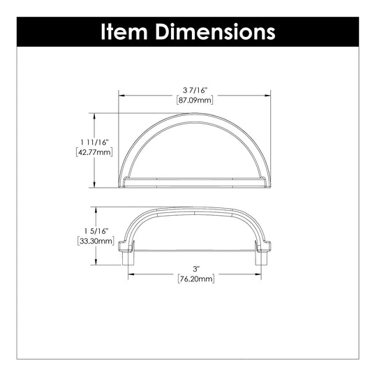 Cup Pulls on Cabinet Doors 3 Inch Center to Center - Hickory Hardware - Williamsburg Collection