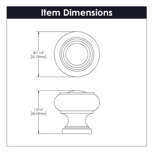 Door Knob 1-1/4 Inch Diameter - Cottage Collection