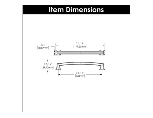 Cabinet Pull 6-5/16 Inch (160mm) Center to Center - Bridges Collection