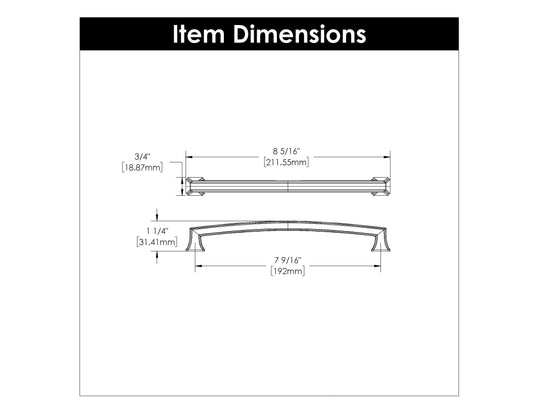 Cabinet Pull 7-9/16 Inch (192mm) Center to Center - Bridges Collection